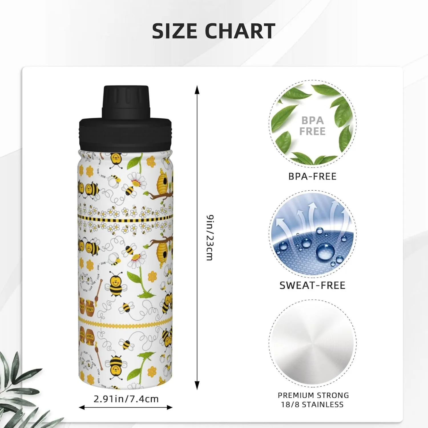 Flying Bees Daisy Honey 18oz Sports Insulated Bottle For Outdoor Activities,Your Ideal Companion Staying Hydrated