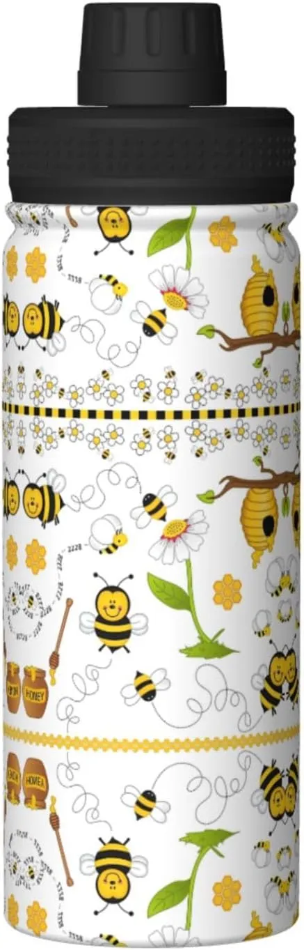 Flying Bees Daisy Honey 18oz Sports Insulated Bottle For Outdoor Activities,Your Ideal Companion Staying Hydrated