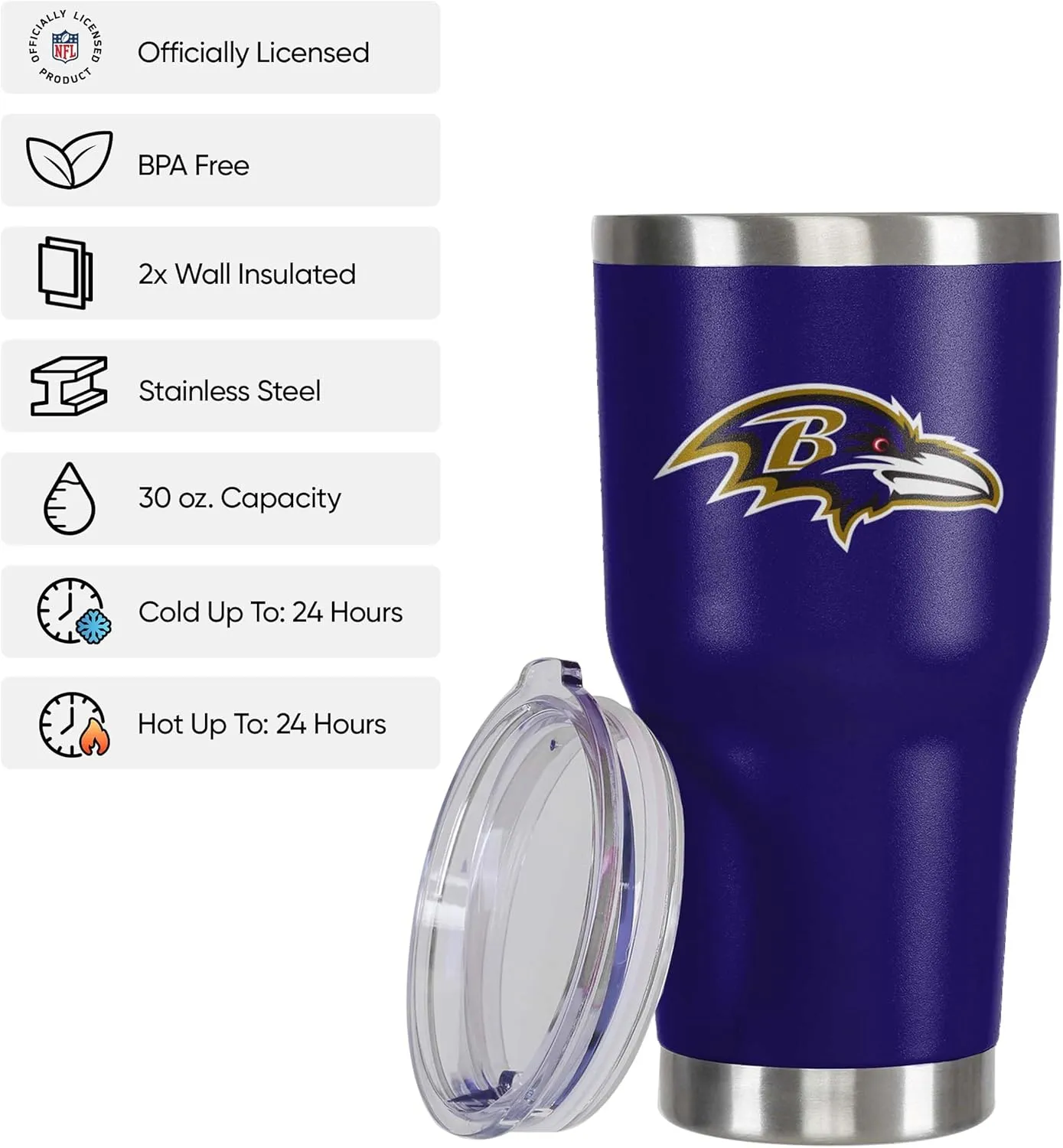 FOCO NFL unisex NFL Team Logo 30oz Insulated Stainless Steel Travel Mug Tumbler