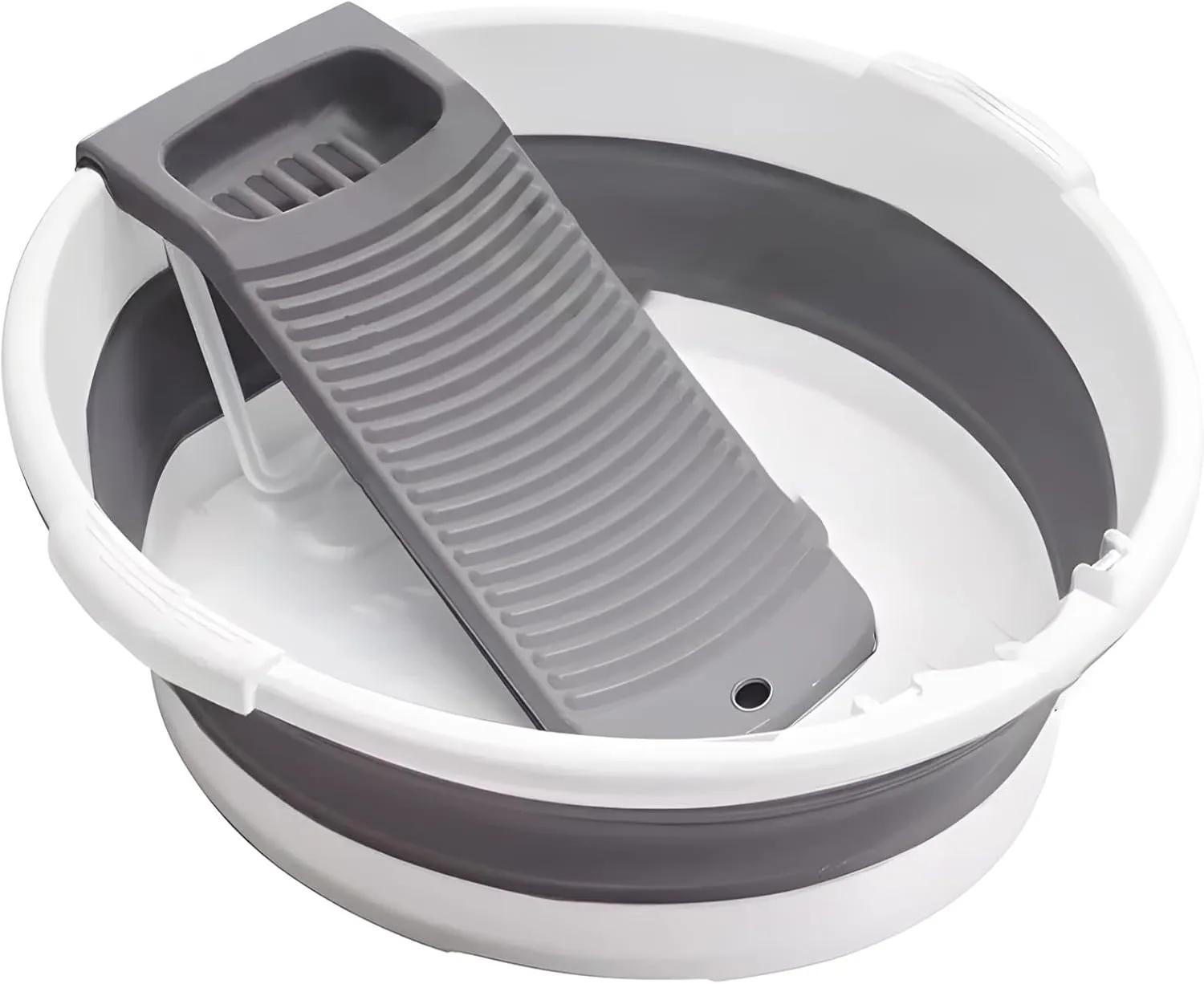 Foldable Laundry Basin with Washboard, Collapsible Wash Basin with Drain, Space-Saving Design, Portable for Hand-Washing Small Items, Great for Home Use