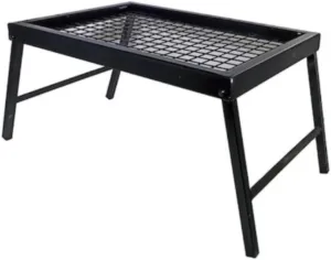 Folding Campfire Grill Grate with Carrying Bag, Portable Heavy Duty Steel Over Fire Camp Grill for Outdoor Camping Cooking Fire Pit, Black