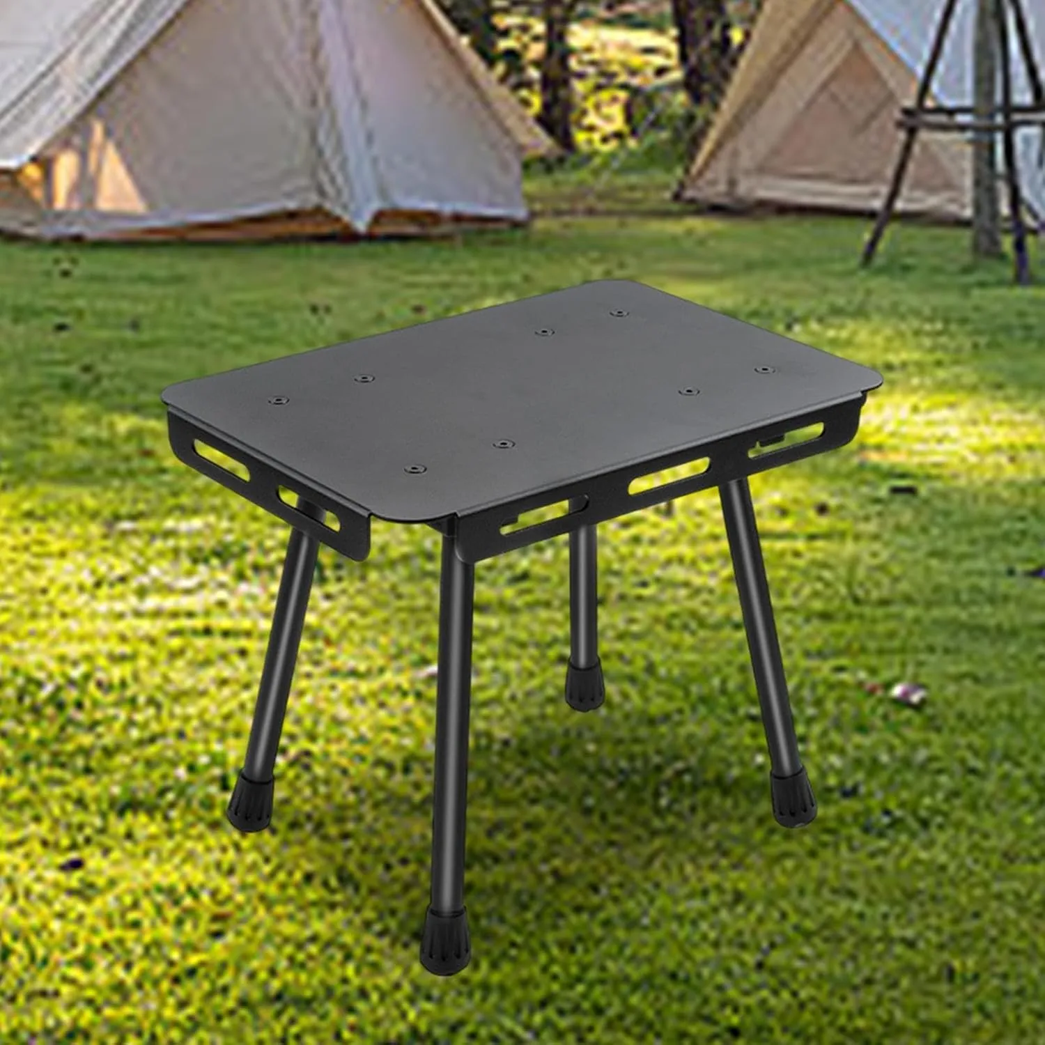 Folding Camping Table Picnic Table Aluminum Alloy Retractable Compact Small Chair Portable Stool for Backpacking Patio Travel, Black Bag