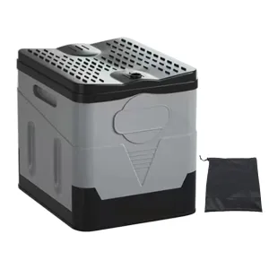 Folding Toilet Portable Collapsible Car Toilet Self-Driving Travel Emergency Toilet Anti-Odor Outdoor Toilet Portable Trash Can(Black Grey 2PCS Set)