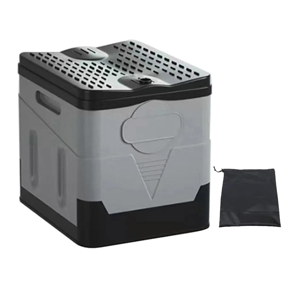 Folding Toilet Portable Collapsible Car Toilet Self-Driving Travel Emergency Toilet Anti-Odor Outdoor Toilet Portable Trash Can(Black Grey 2PCS Set)