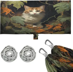 Forest Cat Pattern Camping Hammock, 330 lbs with 2 Tree Straps, Carry Bag, Single Portable Hammock for Outdoor/Indoor, Hiking, Beach, Backpacking, Travel
