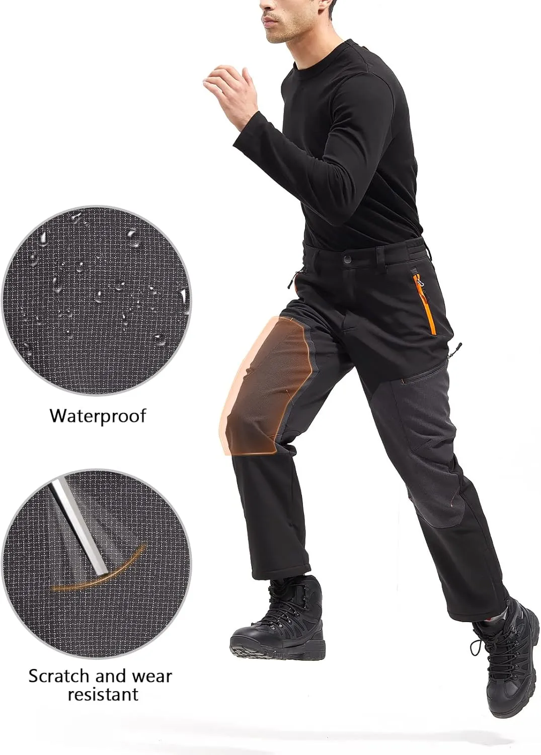 FREE SOLDIER Waterproof Mens Ski Pants Hiking Outdoor Snowboard Snow Pants with Bottom Leg Zipper