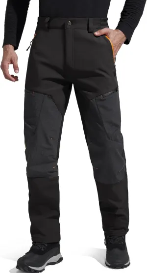 FREE SOLDIER Waterproof Mens Ski Pants Hiking Outdoor Snowboard Snow Pants with Bottom Leg Zipper(Black, 38W x 32L)