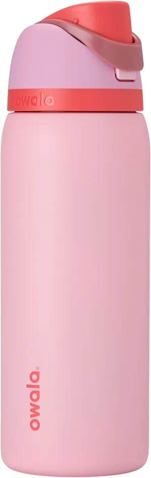 FreeSip Insulated Stainless Steel Water Bottle with Straw for Sports and Travel, BPA-Free Sports Water Bottle, 32 oz, Pink, Angel Food Cake