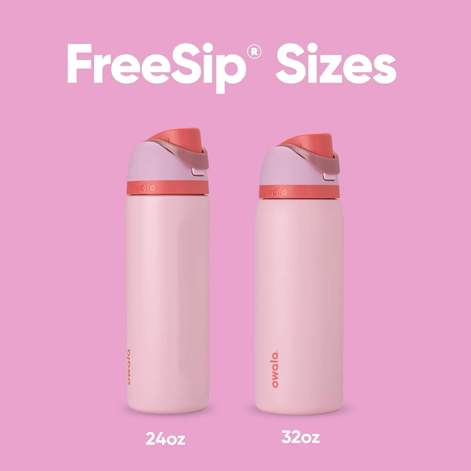 FreeSip Insulated Stainless Steel Water Bottle with Straw for Sports and Travel, BPA-Free Sports Water Bottle, 32 oz, Pink, Angel Food Cake