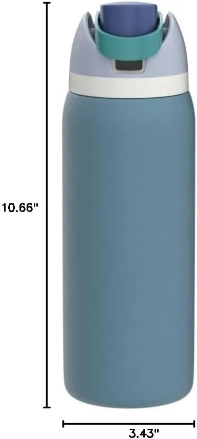 FreeSip Insulated Stainless Steel Water Bottle with Straw for Sports, Travel, and School BPA-Free Sports Water Bottle, 32 oz, Denim