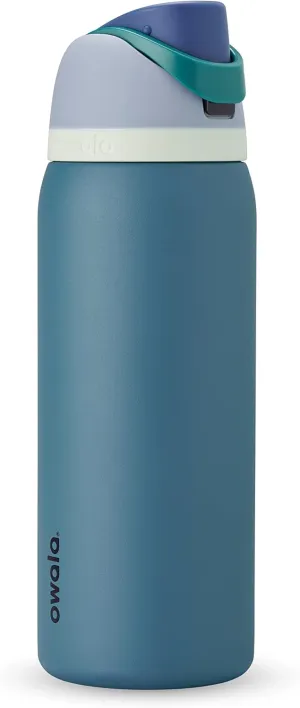 FreeSip Insulated Stainless Steel Water Bottle with Straw for Sports, Travel, and School BPA-Free Sports Water Bottle, 32 oz, Denim