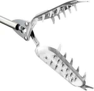 FTH Premium Stainless Steel Grabber Reacher Pickup Tool Heavy Duty Trash Picker Log BBQ Fireplace pits Snake Tongs (49 inch)