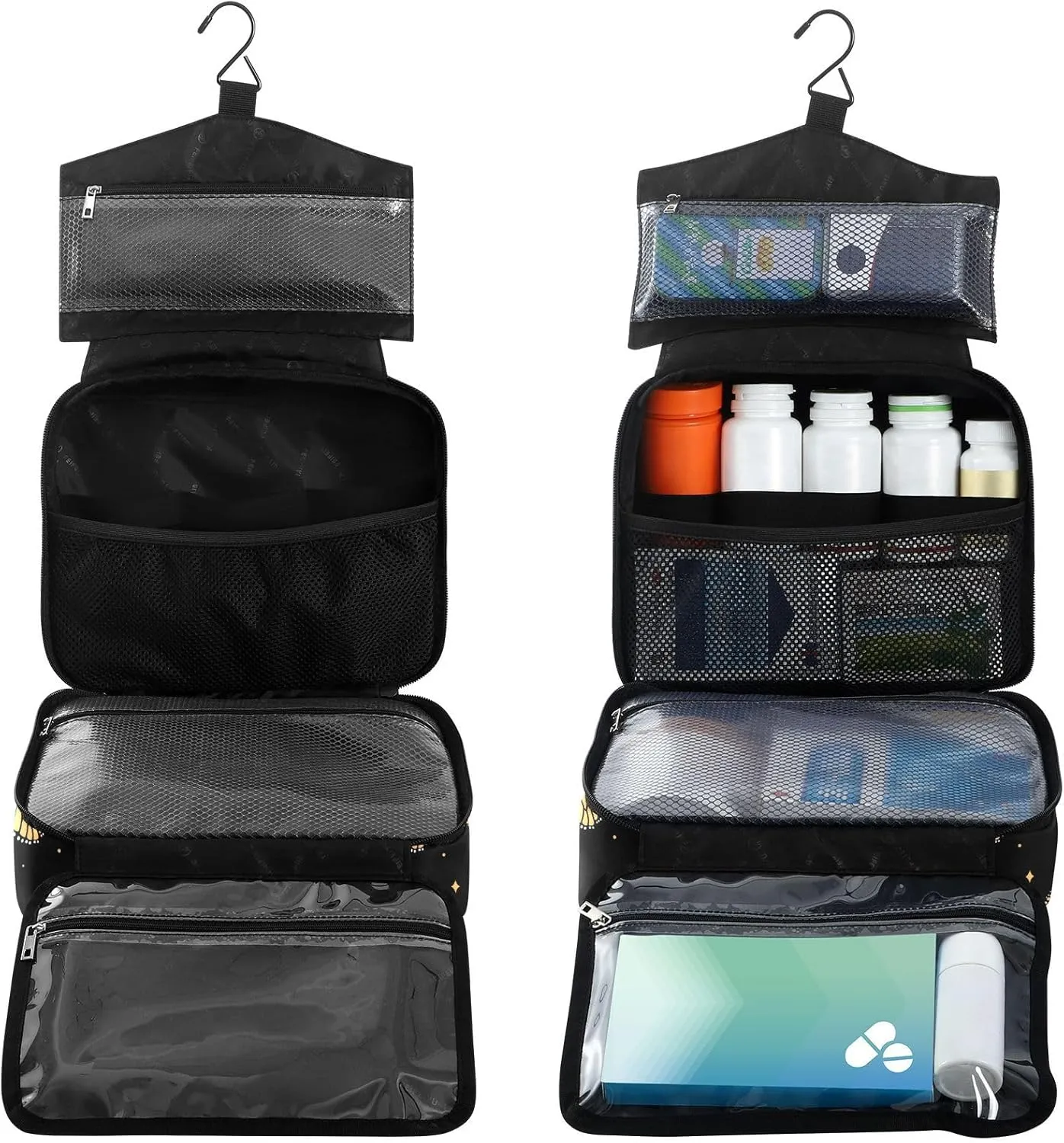 Fustylead Beautiful Monarch Butterflies and Shining Stars Large Medical Supplies Organizer Bag with Zipper Empty First Aid Bag Trauma Kit for Traveling Hiking Camping