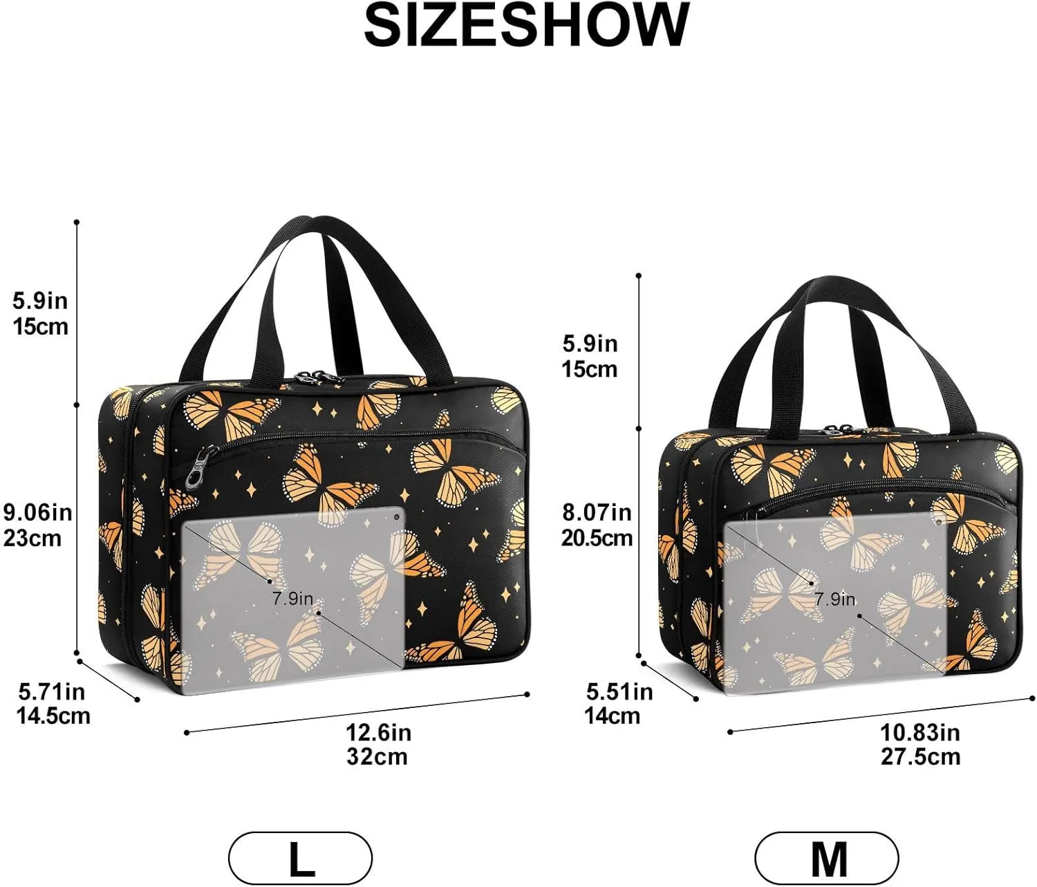 Fustylead Beautiful Monarch Butterflies and Shining Stars Large Medical Supplies Organizer Bag with Zipper Empty First Aid Bag Trauma Kit for Traveling Hiking Camping