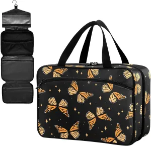 Fustylead Beautiful Monarch Butterflies and Shining Stars Large Medical Supplies Organizer Bag with Zipper Empty First Aid Bag Trauma Kit for Traveling Hiking Camping
