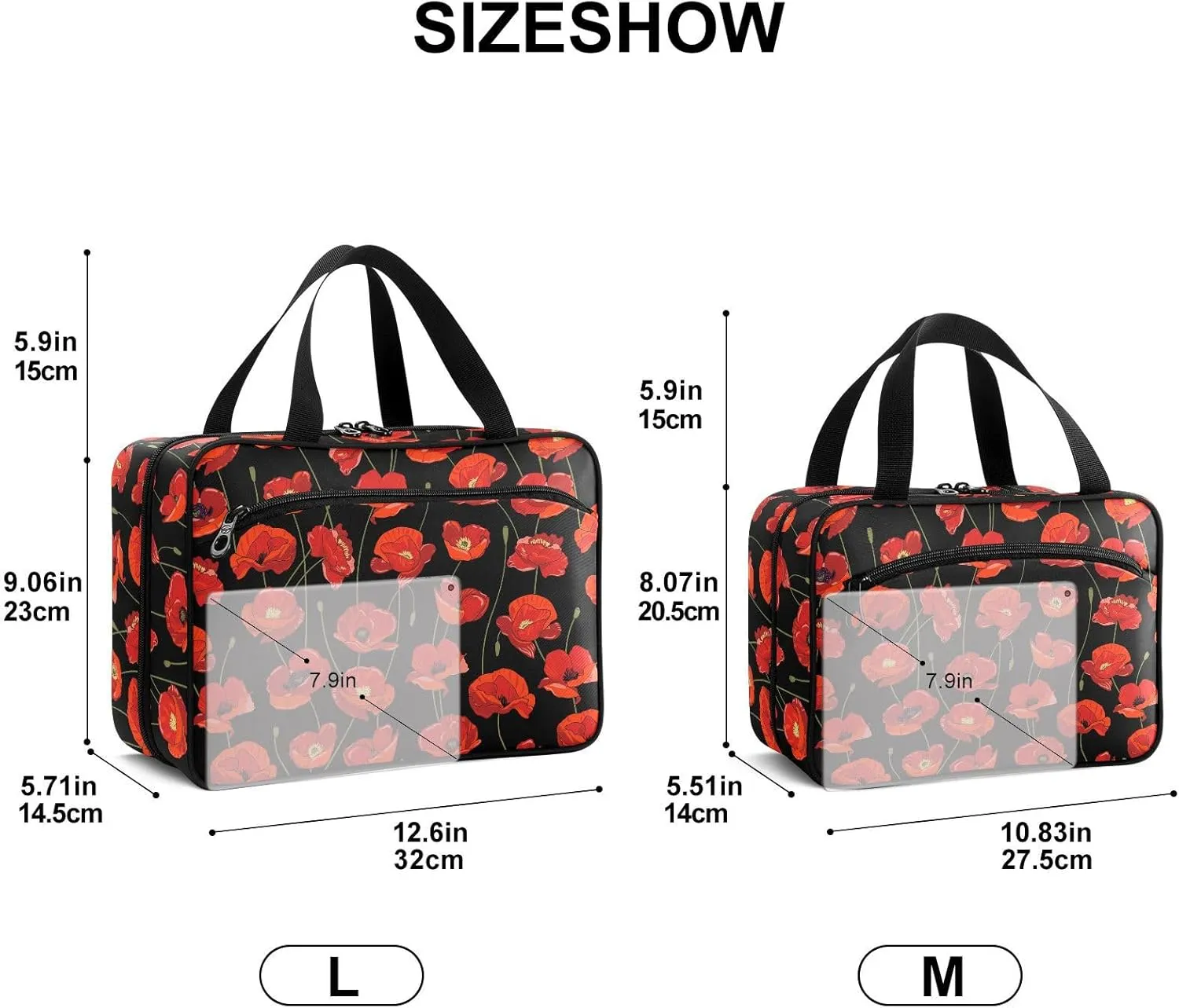 Fustylead Beautiful Vibrant Red Poppies in Bloom Large Medical Storage Bag with Zipper Empty First Aid Bag Trauma Kit for Traveling Hiking Camping Backpacking