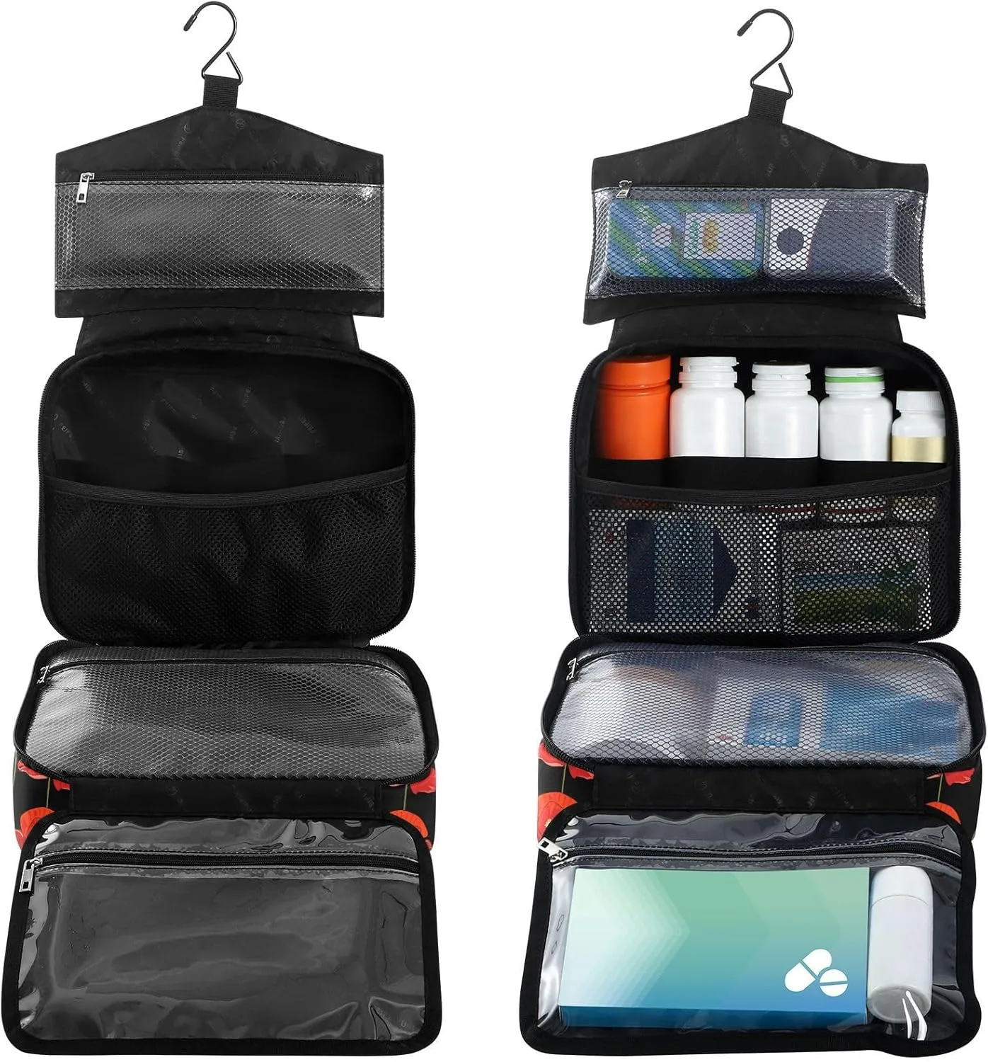 Fustylead Beautiful Vibrant Red Poppies in Bloom Large Medical Storage Bag with Zipper Empty First Aid Bag Trauma Kit for Traveling Hiking Camping Backpacking