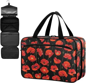 Fustylead Beautiful Vibrant Red Poppies in Bloom Large Medical Storage Bag with Zipper Empty First Aid Bag Trauma Kit for Traveling Hiking Camping Backpacking