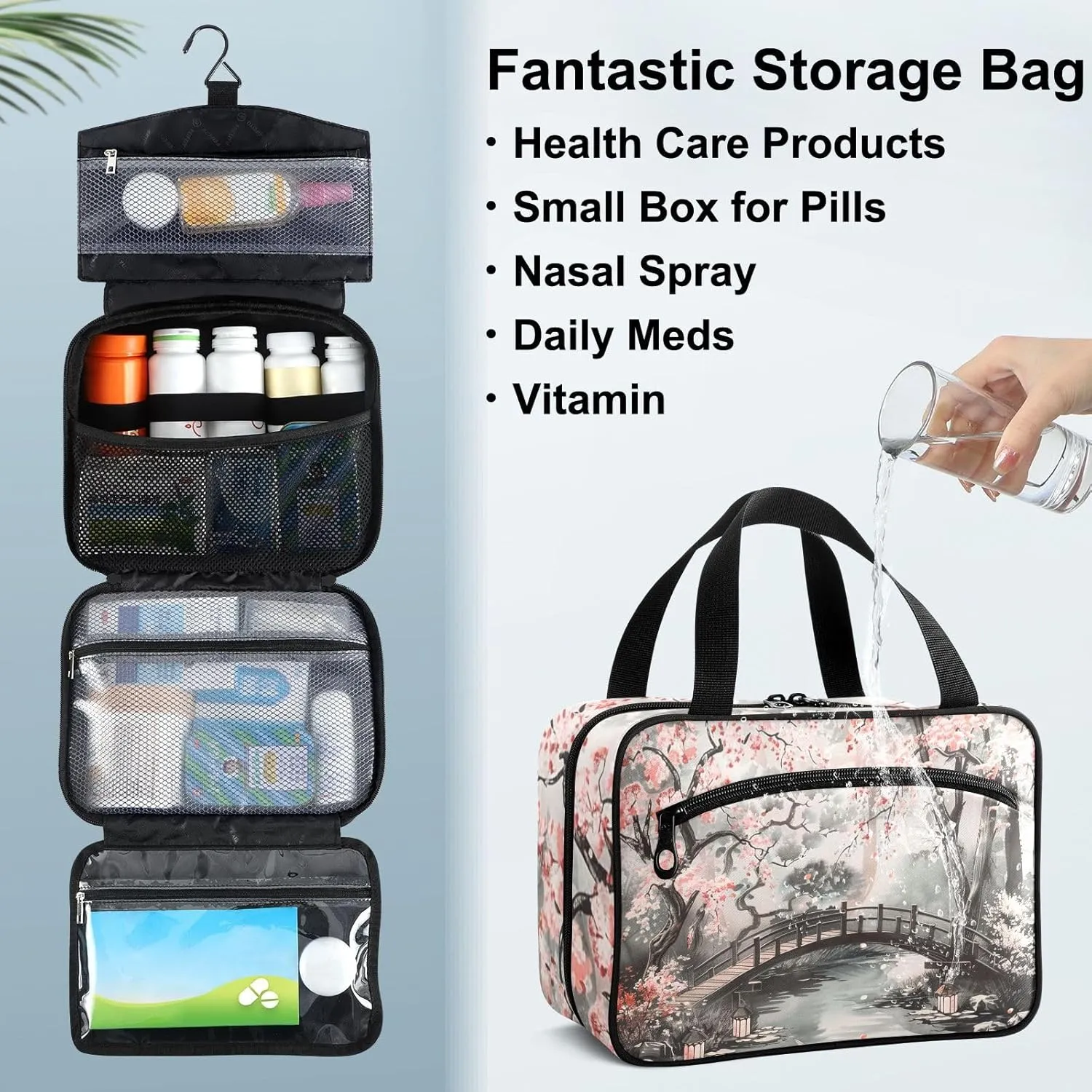 Fustylead Japanese Garden with Koi Fish Large Medical Storage Bag with Zipper Empty First Aid Bag Trauma Kit for Traveling Hiking Camping Backpacking