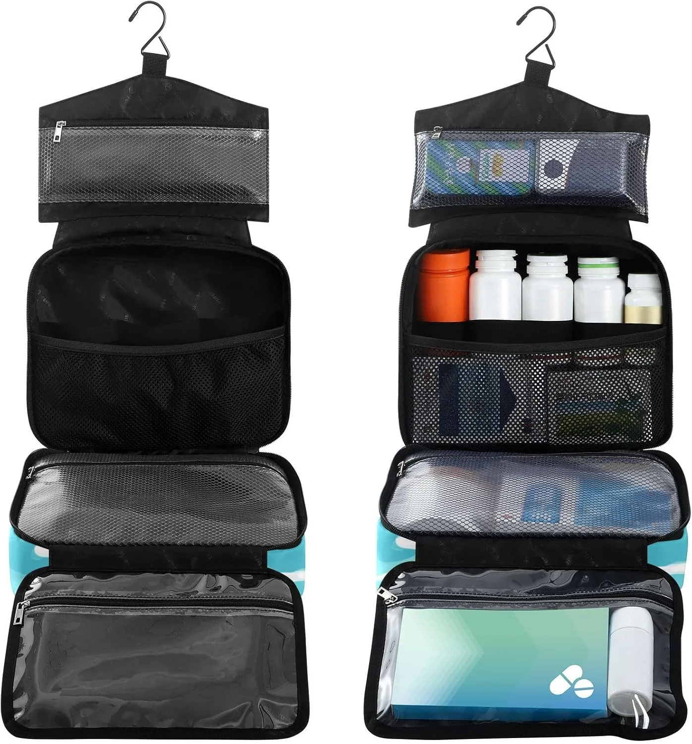 Fustylead Leisurely Cat with Sunglasses in The Pool Empty Travel First Aid Bag Large Home Medication Bag with Zipper for Pills,Vitamin,Fish Oil,Supplements for Women and Men
