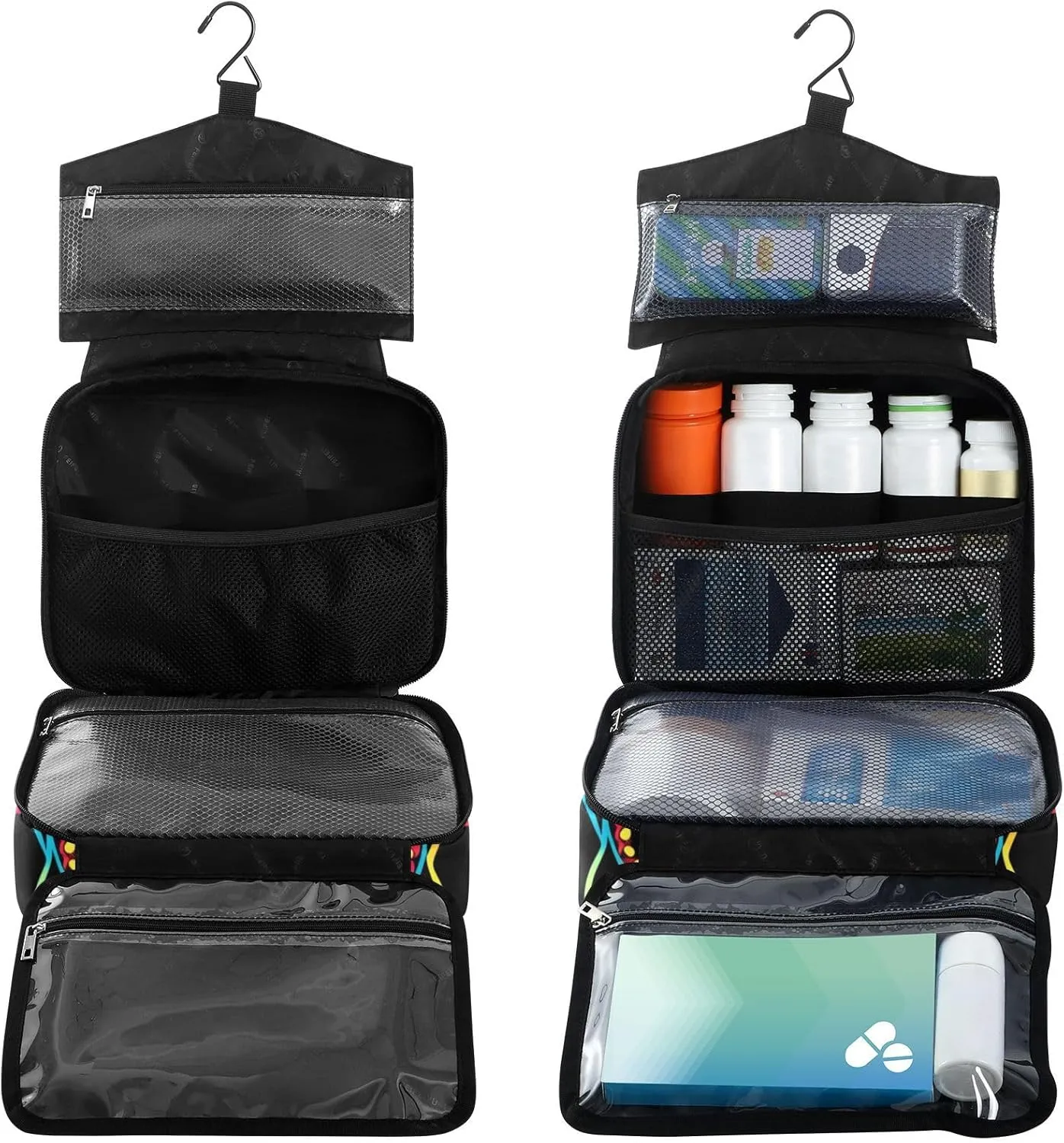 Fustylead Neon Sugar Skull Wearing Sombrero with Margaritas Large Medical Supplies Organizer Bag with Zipper Empty First Aid Bag Trauma Kit for Traveling Hiking Camping