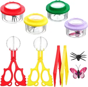 Gadpiparty 12 Pieces Catcher for Kids Catching Kit Insert Viewer Collecting Jars, Magnifying Jars, Outdoor Explorer Collecting Kit