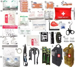 Galaxy 251 Pcs First Aid Kits for Survival Emergency Trauma Military Tactical Medical Hunting Camping Hiking Fishing IFAK EMT Bag (Black and Brown)