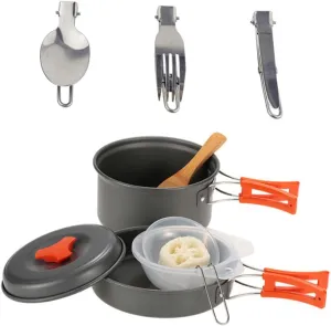 GALPADA 1Set Person Portable Camping Cookware Non Stick Outdoor Cooking Pot for Hiking Picnic Backpacking Easy to Clean for BBQ Camping Activities Lightweight Durable