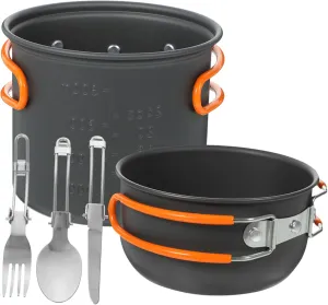 GANAZONO 1 Set Camping Cooking Pots Aluminum Cookware Set for 2 People Portable