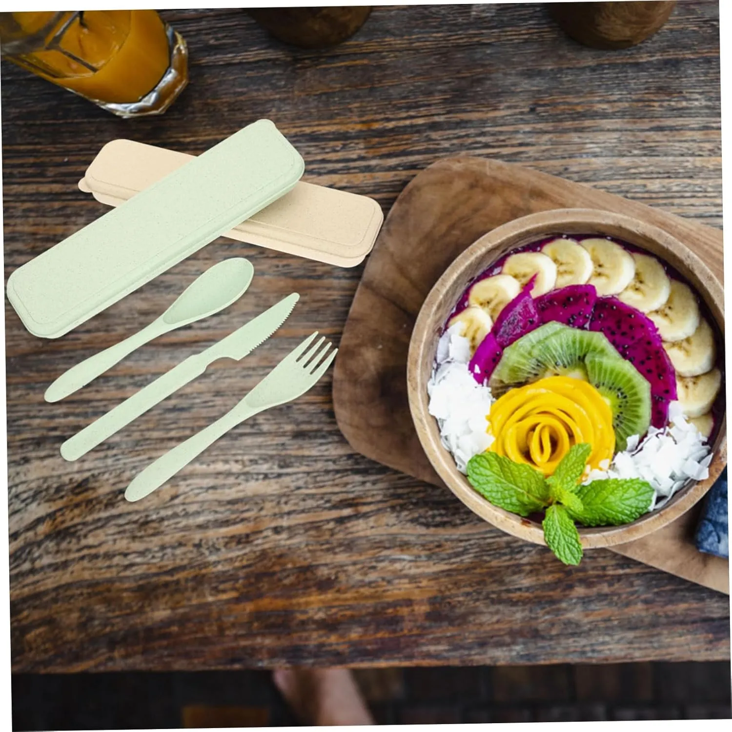 GANAZONO 10 Sets Travel Camping Tableware Portable Kitchen Set Outdoor Cutlery Silverware for Lunch Compact Utensil Kit