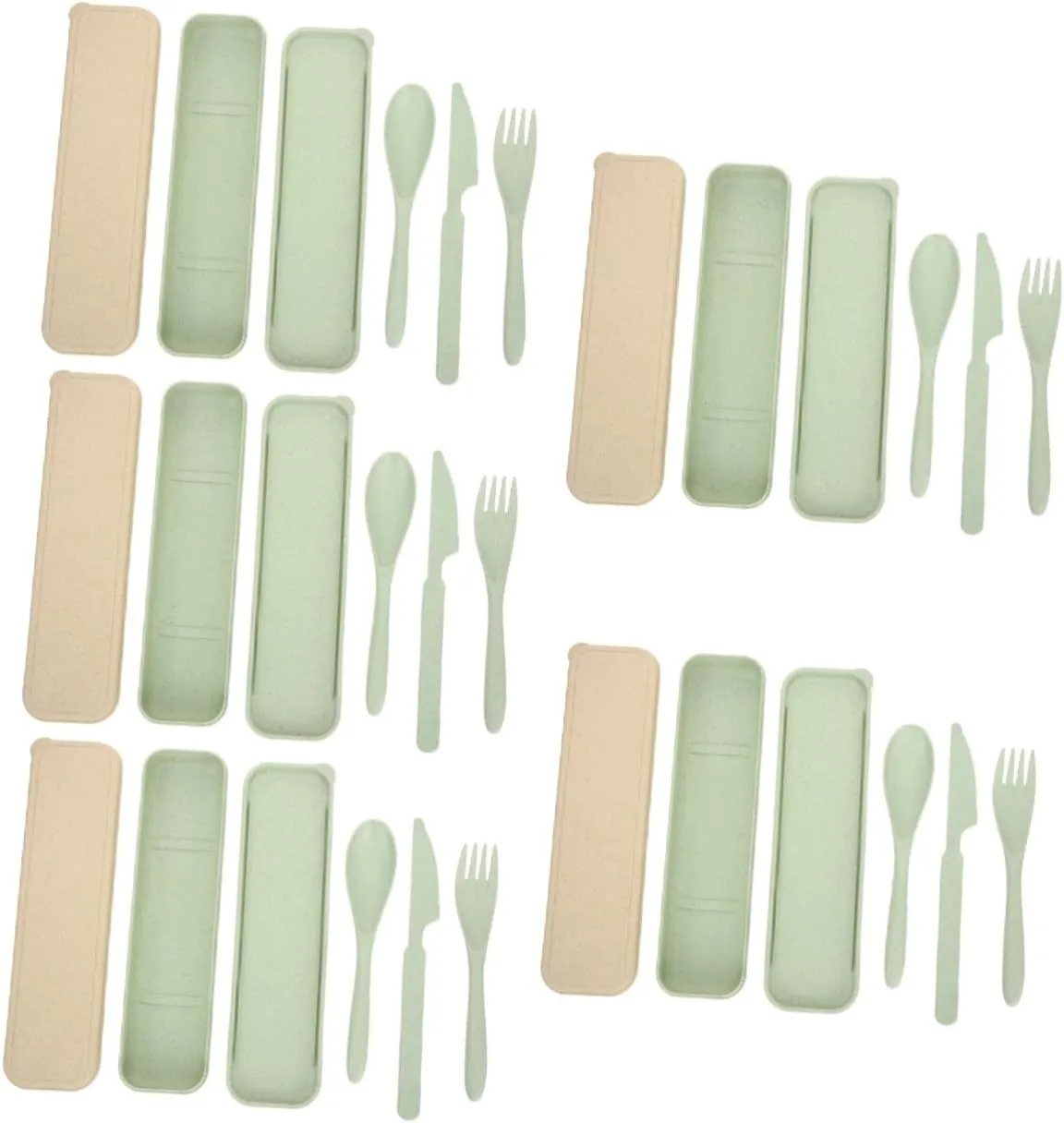 GANAZONO 10 Sets Travel Camping Tableware Portable Kitchen Set Outdoor Cutlery Silverware for Lunch Compact Utensil Kit