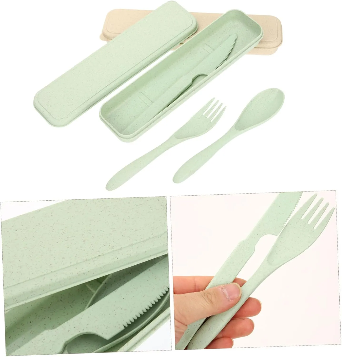 GANAZONO 10 Sets Travel Camping Tableware Portable Kitchen Set Outdoor Cutlery Silverware for Lunch Compact Utensil Kit