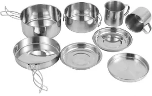 GANAZONO 1set Camping Cookware Portable Cooking Pot Kit Handles for Outdoor Camping Hiking and Picnics Easy to Clean for BBQ and Climbing