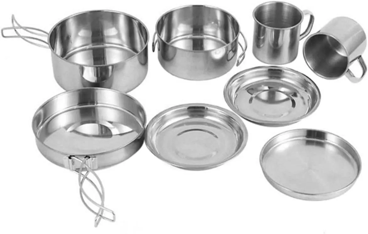 GANAZONO 1set Camping Cookware Portable Cooking Pot Kit Handles for Outdoor Camping Hiking and Picnics Easy to Clean for BBQ and Climbing