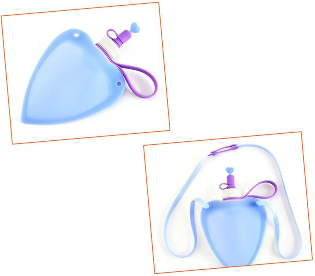 GANAZONO Collapsible Water Bottle Heart Shaped Portable Kettle for Outdoor Activities Travel Camping Picnics Creative Design Blue Durable and Odorless Storage