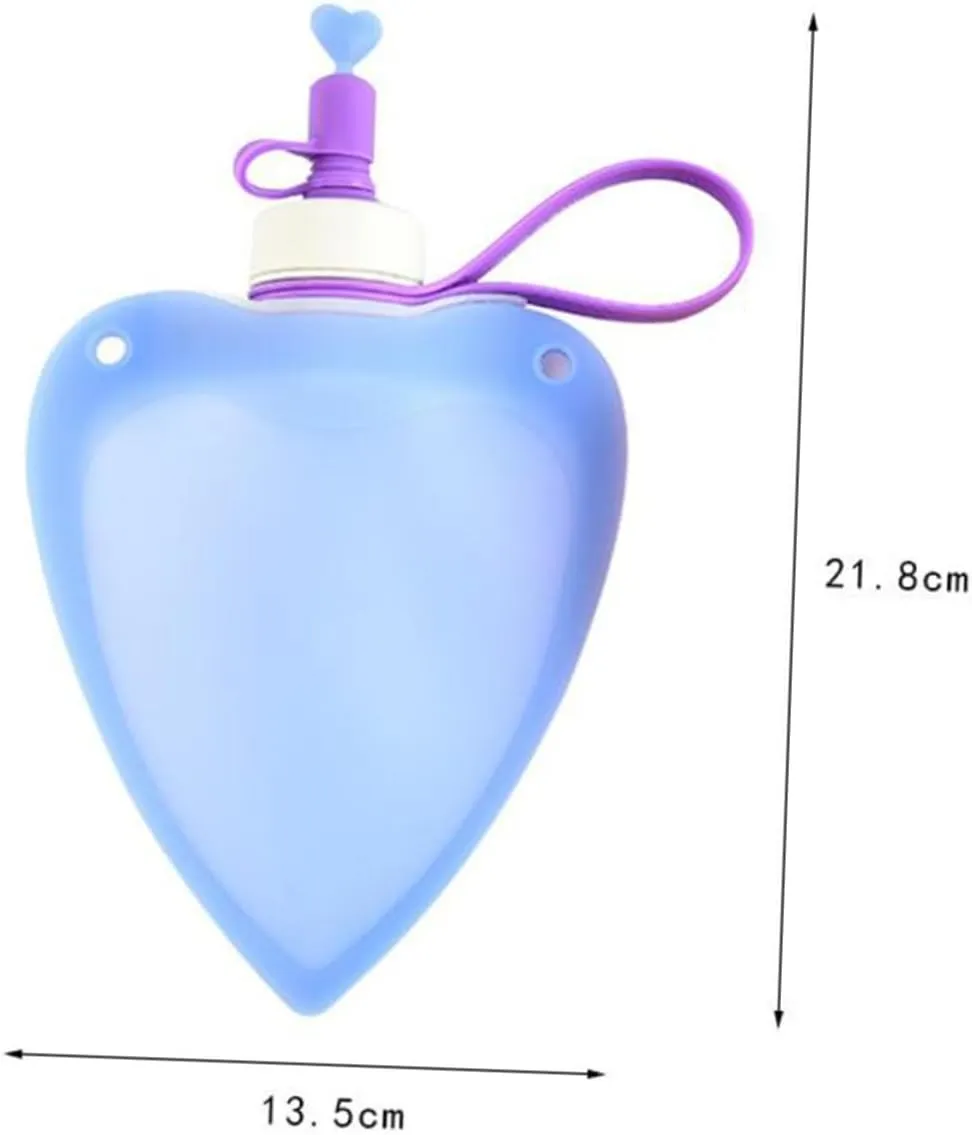 GANAZONO Collapsible Water Bottle Heart Shaped Portable Kettle for Outdoor Activities Travel Camping Picnics Creative Design Blue Durable and Odorless Storage