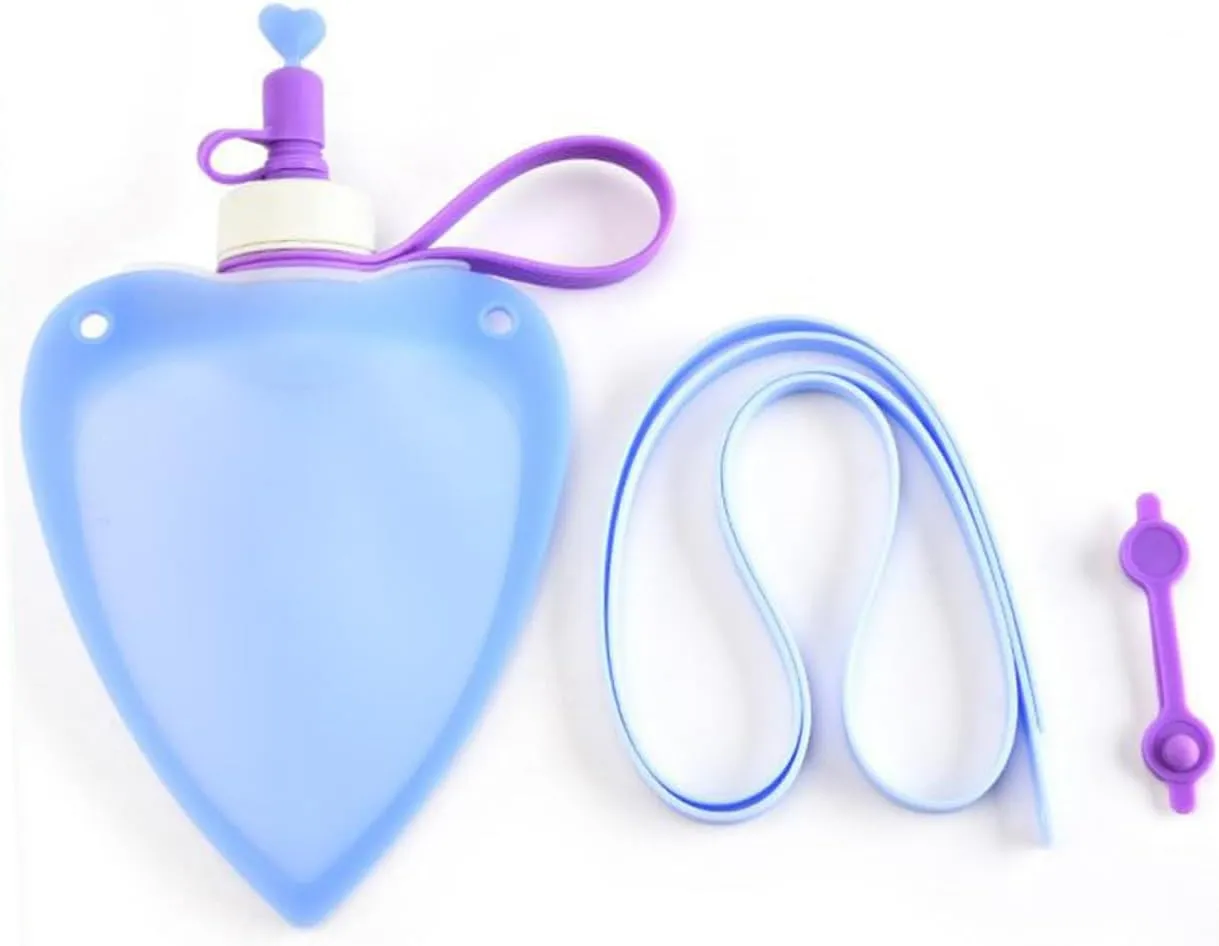 GANAZONO Collapsible Water Bottle Heart Shaped Portable Kettle for Outdoor Activities Travel Camping Picnics Creative Design Blue Durable and Odorless Storage