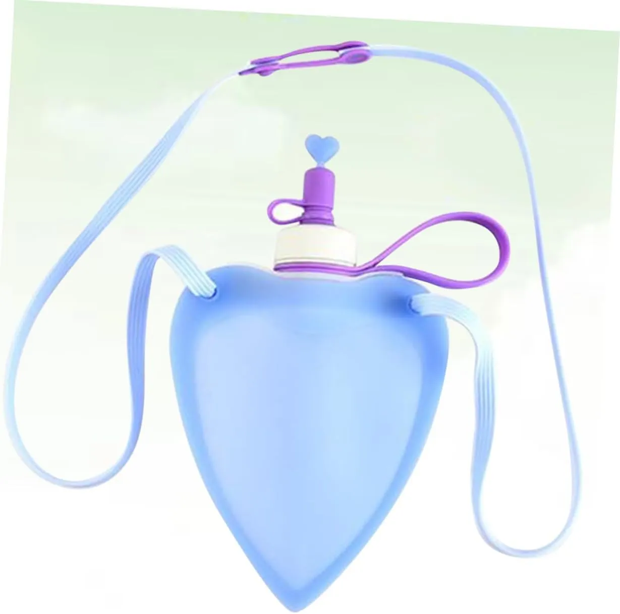 GANAZONO Collapsible Water Bottle Heart Shaped Portable Kettle for Outdoor Activities Travel Camping Picnics Creative Design Blue Durable and Odorless Storage