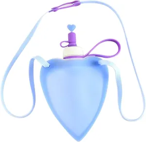 GANAZONO Collapsible Water Bottle Heart Shaped Portable Kettle for Outdoor Activities Travel Camping Picnics Creative Design Blue Durable and Odorless Storage