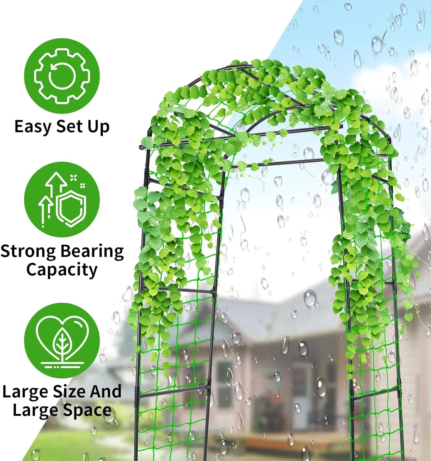 Garden Arch Trellis for Climbing Plants Outdoor, 6.7ft Tall Cucumber Trellis for Raised Bed, Arbor Climbing Plant Support Vegetable Tomato Bean Pea Grape Vine Trellis, Lightweight