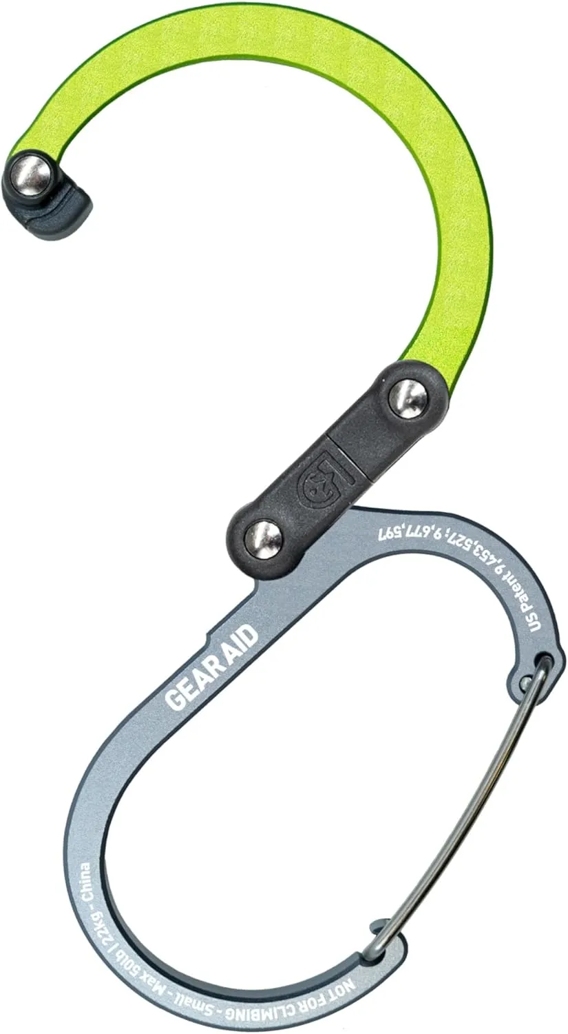 GEAR AID HEROCLIP (Small) Carabiner Gear Clip and Hook, for Hanging Bags, Purses, Lanterns, Strollers, Tools, Helmets, Water Bottles, and More