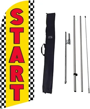 Global Advertising Solution Start 6 Feet Feather Flag with Travel Bag Flag Pole Kit and Ground Spike (Yellow)