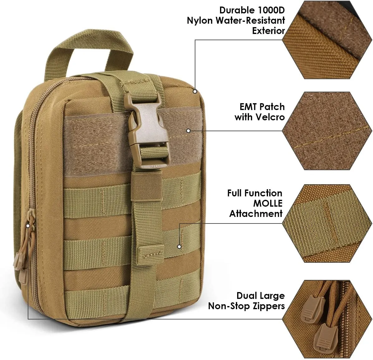 Gogoku 2-Pack First Aid Pouch 1000D Nylon Tactical Molle Medical Pouch Utility Pouch for Outdoor Activities Medical Supplies Bag Only