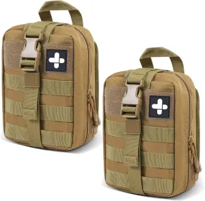 Gogoku 2-Pack First Aid Pouch 1000D Nylon Tactical Molle Medical Pouch Utility Pouch for Outdoor Activities Medical Supplies Bag Only
