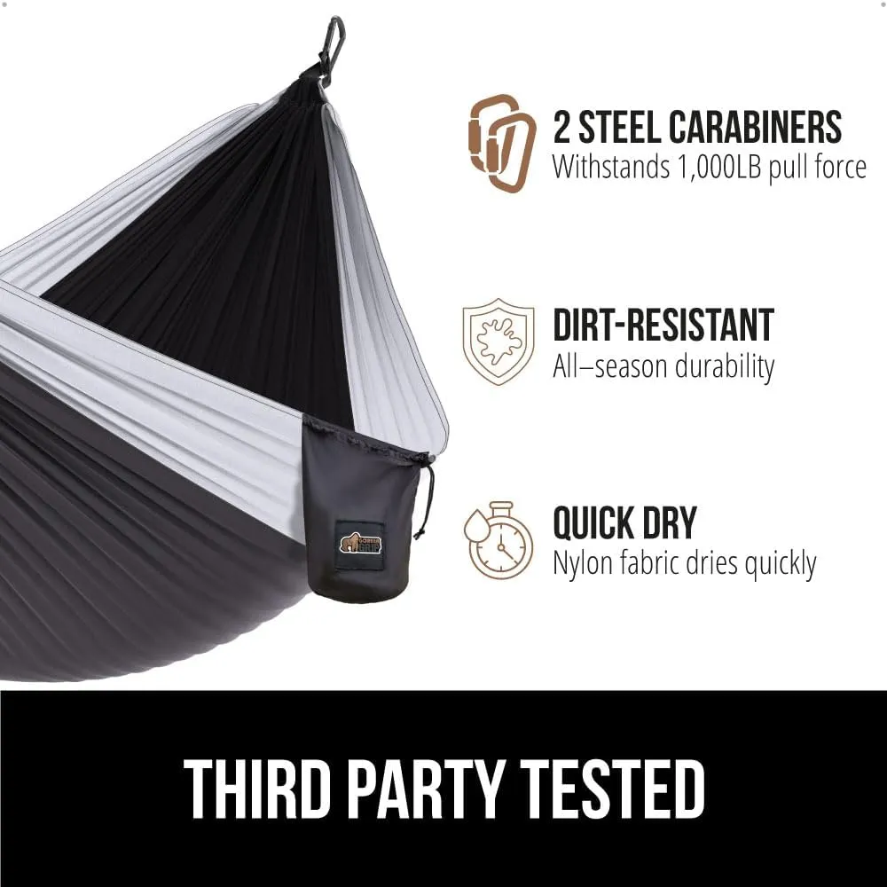 GORILLA GRIP Durable Portable Camping Hammock, Holds 400lbs with Heavy Duty Tree Straps, Comfortable Travel Swing, Camp Hammocks, Easy to Use and Install, Outdoor Essentials, Blue, 9x4.5 FT