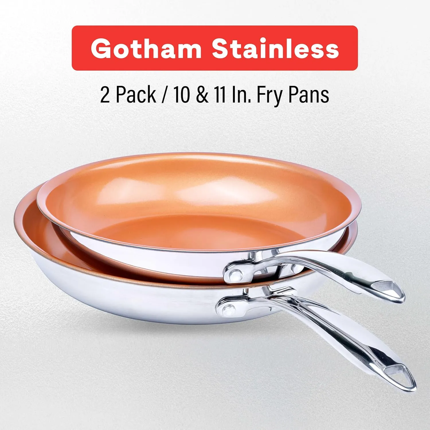 GOTHAM STEEL 10   11 Inch Ceramic Non Stick Frying Pans Nonstick Skillet, Stainless Steel Pans for Cooking Non Toxic, Nonstick Frying Pan Skillets, Copper Fry Pans, Oven and Dishwasher Safe