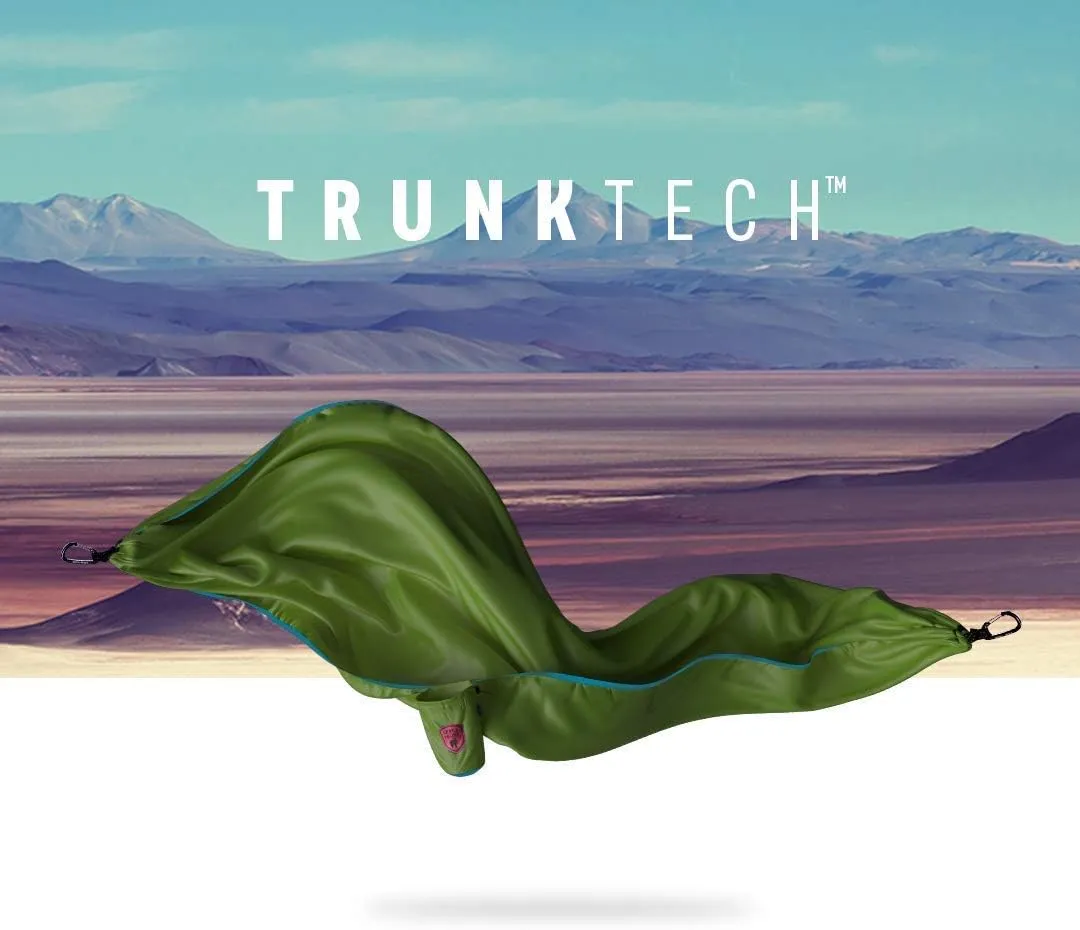 Grand Trunk TrunkTech Double Hammock | Strong, Lightweight & Compact 11' Hammock for Outdoor, Hiking, Backpacking & Travel - Weather-Proof, Ultra-Soft, Reflective Loops, 500lb Capacity (Green/Aqua)