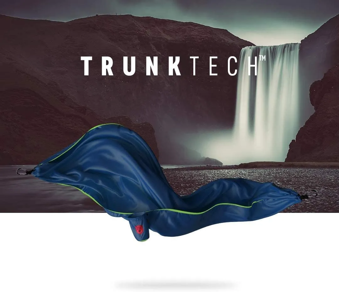 Grand Trunk TrunkTech Double Hammock | Strong, Lightweight & Compact 11' Hammock for Outdoor, Hiking, Backpacking & Travel - Weather-Proof, Ultra-Soft, Reflective Loops, 500lb Capacity (Navy/Green)