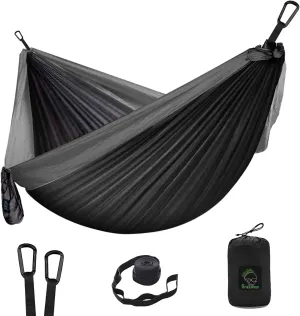Grassman Camping Hammock Double & Single Portable Hammock with Tree Straps, Lightweight Nylon Parachute Hammocks Camping Accessories Gear for Indoor Outdoor Backpacking, Travel, Hiking, Beach