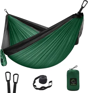 Grassman Camping Hammock Double & Single Portable Hammock with Tree Straps, Lightweight Nylon Parachute Hammocks Camping Accessories Gear for Indoor Outdoor Backpacking, Travel, Hiking, Beach